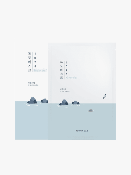 Round Lab 1025 Dokdo Hydrating Water Gel Mask in branded component on a light gray background